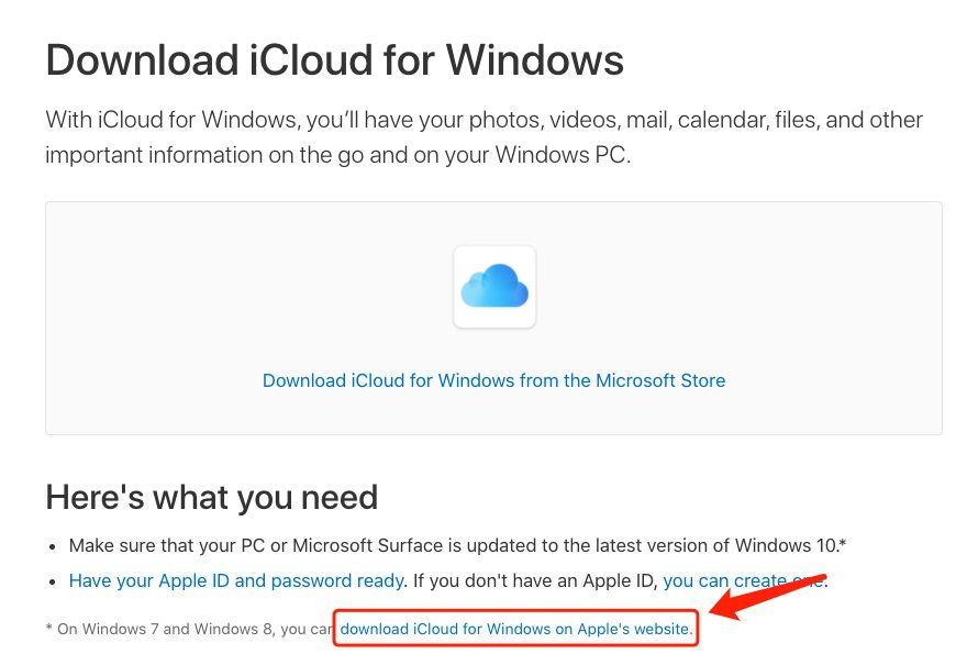 download iCloud for Windows